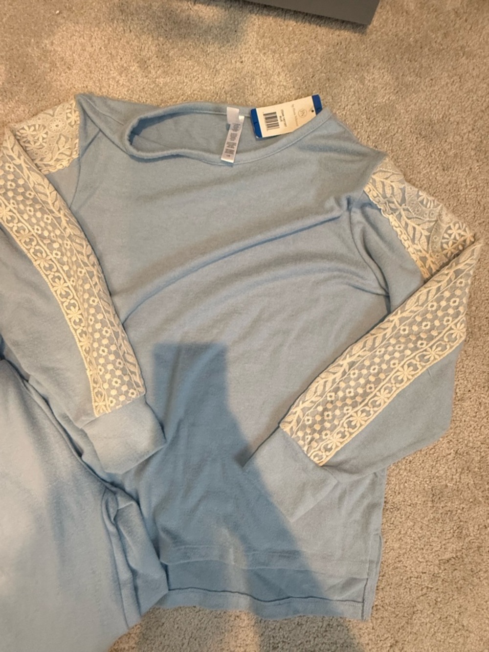Flora Nikrooz NWT Light Blue Knit Lounge Set with lace trim - Picture 2 of 5